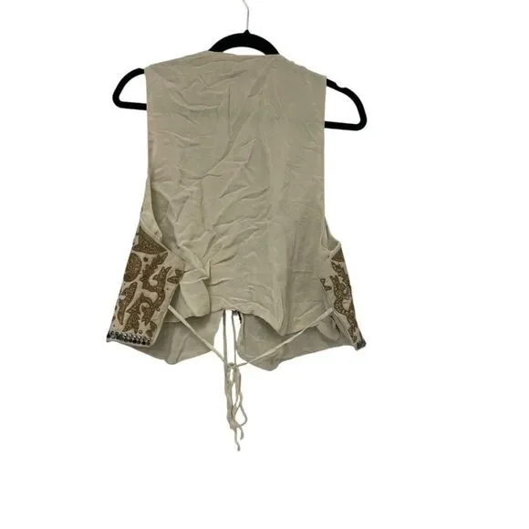 Zara Womens Vest Large S Ecru Embroidered Studded Limited Ed 7521/101 NWT - Picture 5 of 15
